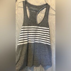 Sporty Summer Tank, Gray with White Stripes
